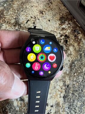 Black Smartwatch with Silicone Band - Phone-Fitness & Health Tracker